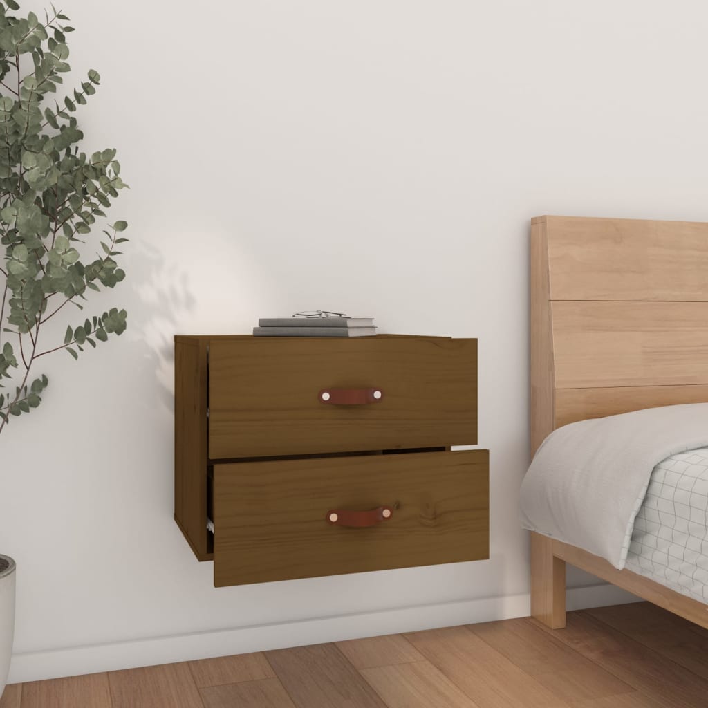 Seinäkiinnitettävät yöpöydät 2 kpl hunajanruskea 50x36x40 cm - Sisustajankoti.fi