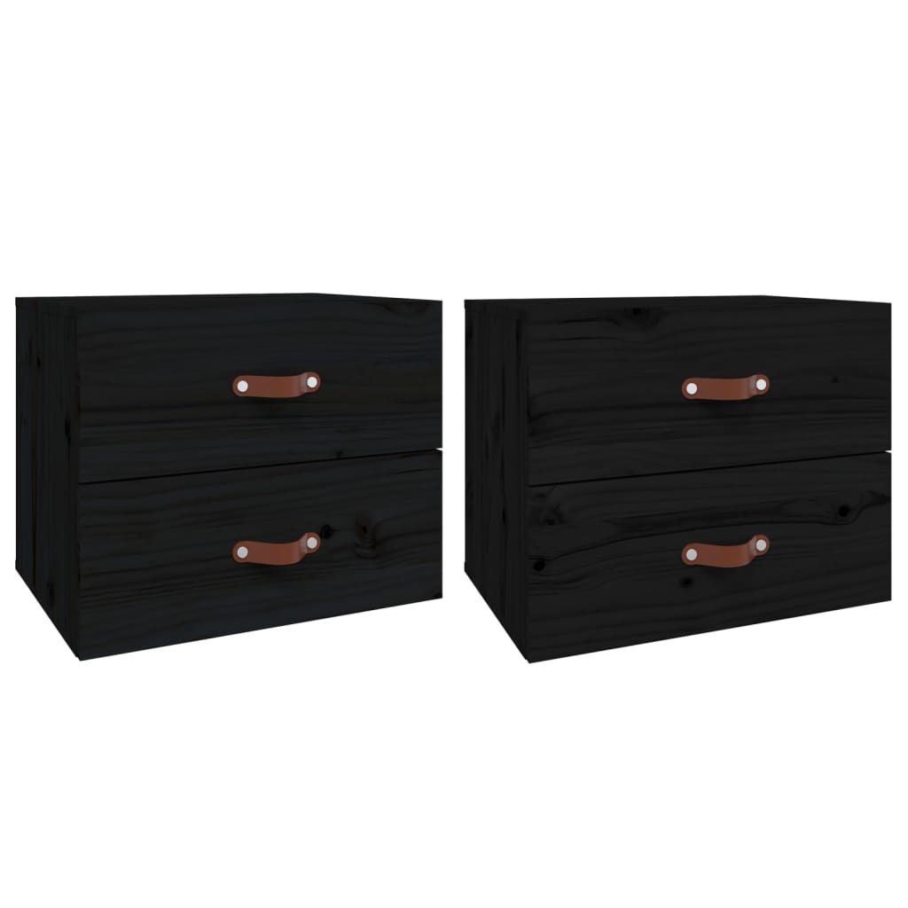 Seinäkiinnitettävät yöpöydät 2 kpl musta 50x36x40 cm - Sisustajankoti.fi