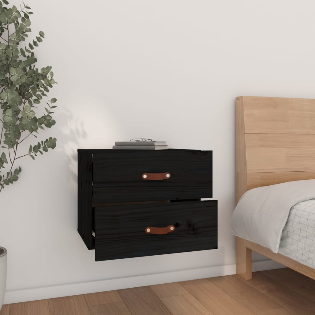 Seinäkiinnitettävät yöpöydät 2 kpl musta 50x36x40 cm - Sisustajankoti.fi