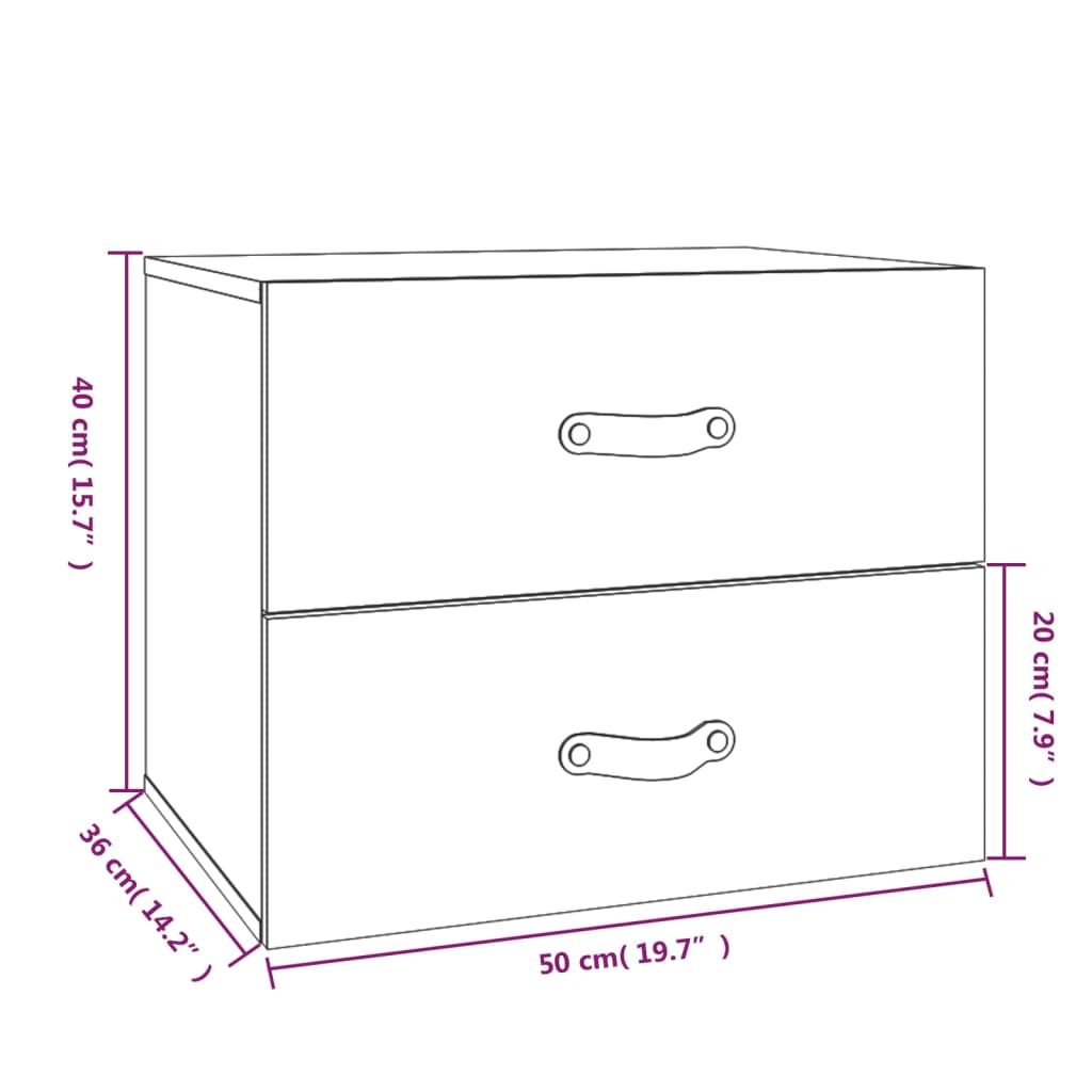 Seinäkiinnitettävät yöpöydät 2 kpl musta 50x36x40 cm - Sisustajankoti.fi