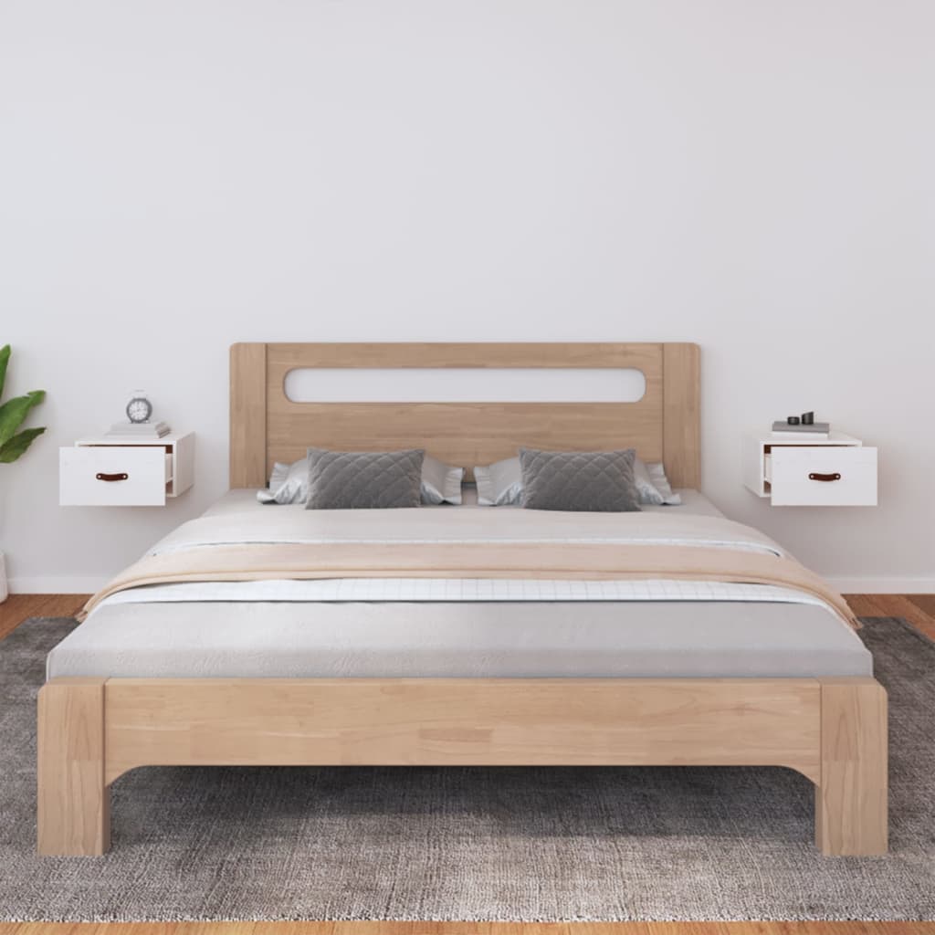 Seinäkiinnitettävät yöpöydät 2 kpl valkoinen 40x29,5x22 cm - Sisustajankoti.fi