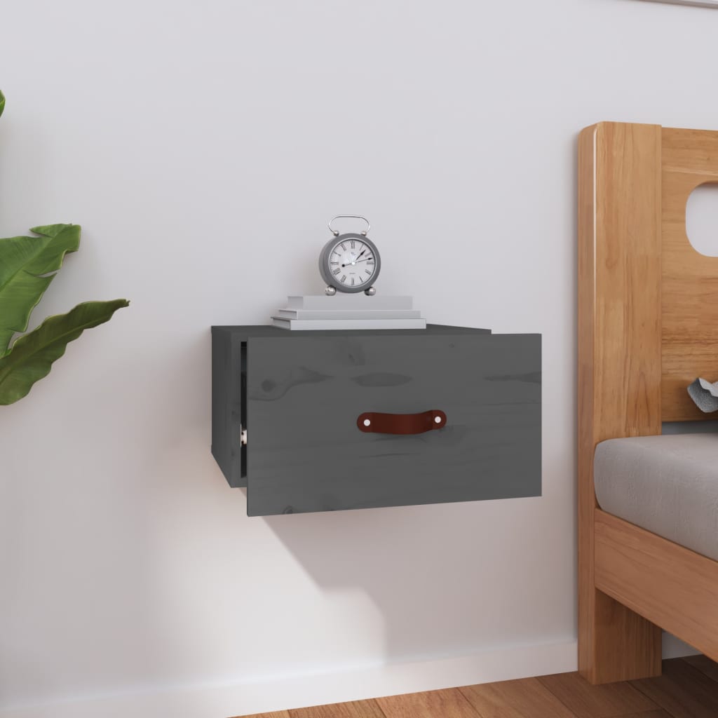 Seinäkiinnitettävä yöpöytä harmaa 40x29,5x22 cm - Sisustajankoti.fi