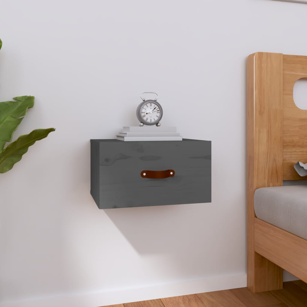 Seinäkiinnitettävä yöpöytä harmaa 40x29,5x22 cm - Sisustajankoti.fi