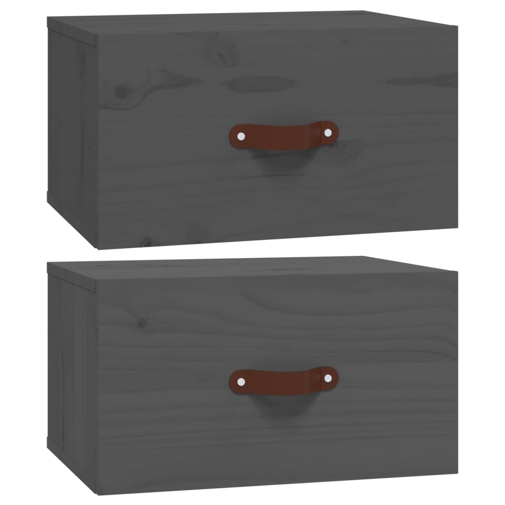 Seinäkiinnitettävät yöpöydät 2 kpl harmaa 40x29,5x22 cm - Sisustajankoti.fi