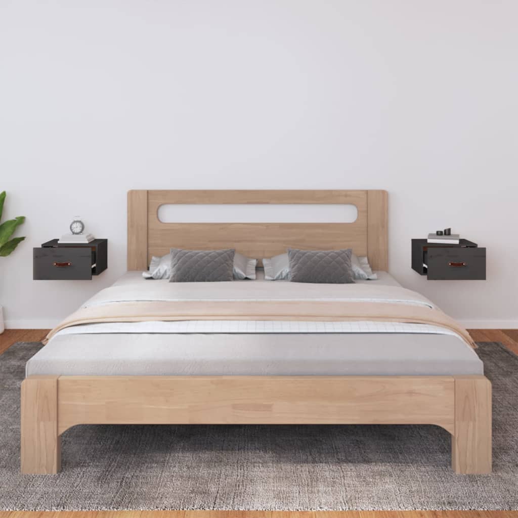 Seinäkiinnitettävät yöpöydät 2 kpl harmaa 40x29,5x22 cm - Sisustajankoti.fi