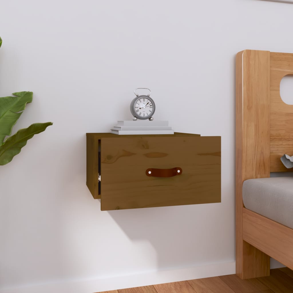 Seinäkiinnitettävä yöpöytä hunajanruskea 40x29,5x22 cm - Sisustajankoti.fi