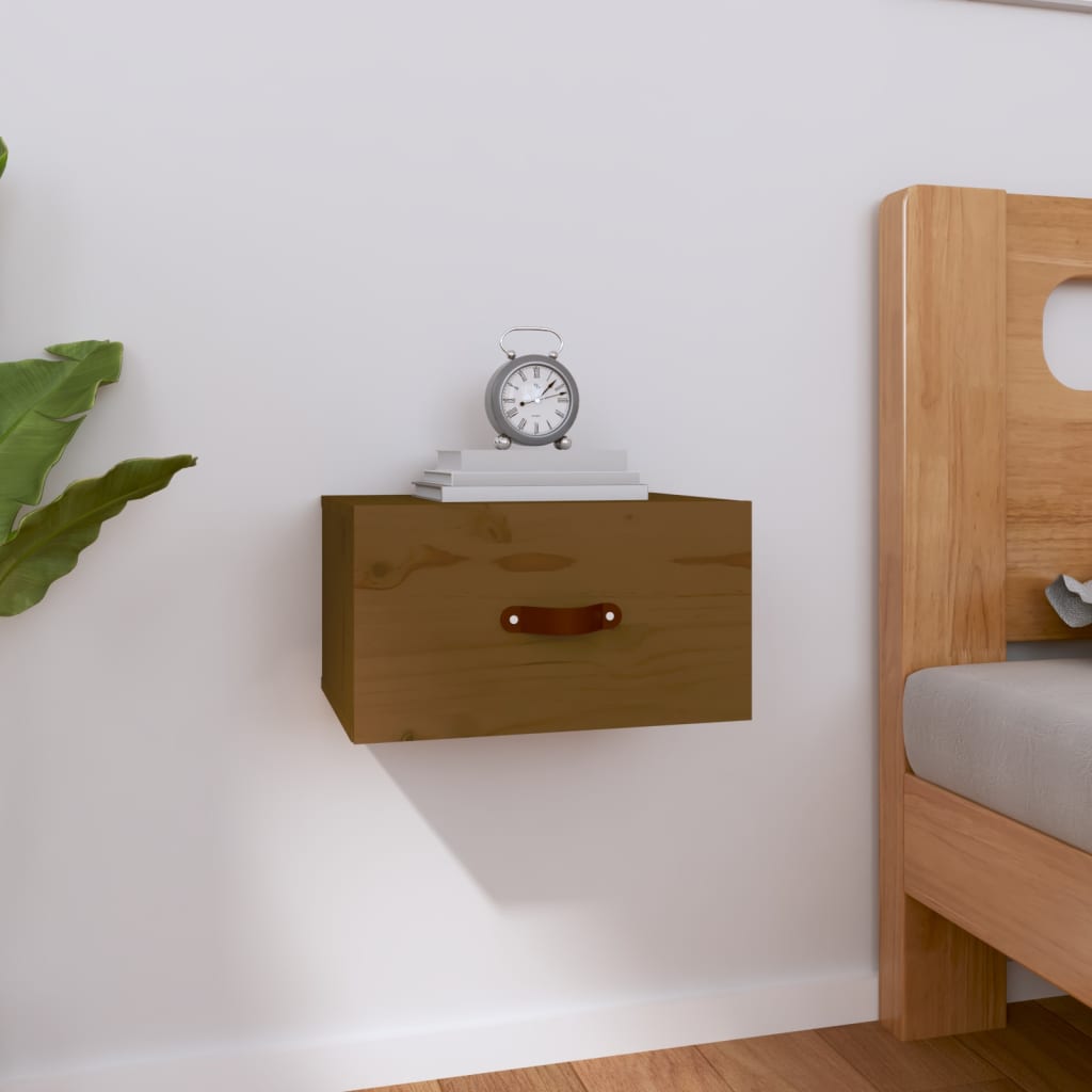 Seinäkiinnitettävä yöpöytä hunajanruskea 40x29,5x22 cm - Sisustajankoti.fi
