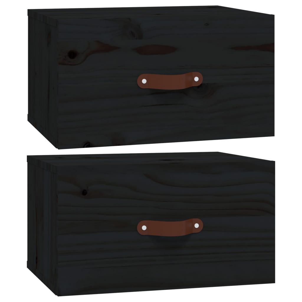 Seinäkiinnitettävät yöpöydät 2 kpl musta 40x29,5x22 cm - Sisustajankoti.fi