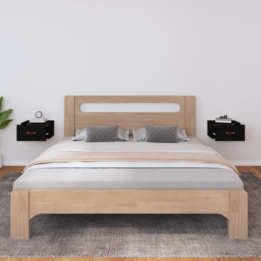 Seinäkiinnitettävät yöpöydät 2 kpl musta 40x29,5x22 cm - Sisustajankoti.fi