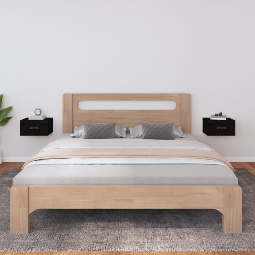 Seinäkiinnitettävät yöpöydät 2 kpl musta 40x29,5x22 cm - Sisustajankoti.fi