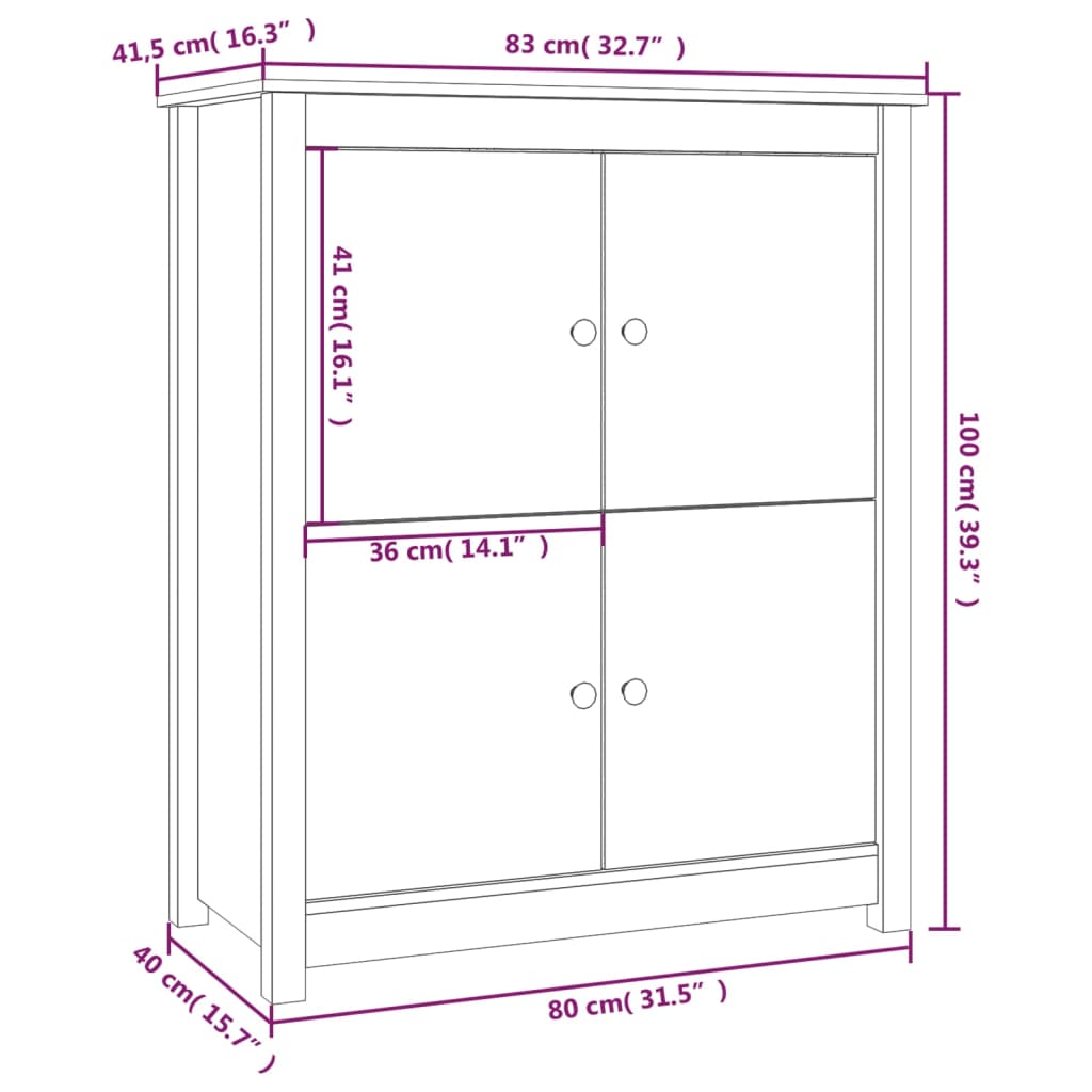 Senkki musta 83x41,5x100 cm täysi mänty - Sisustajankoti.fi