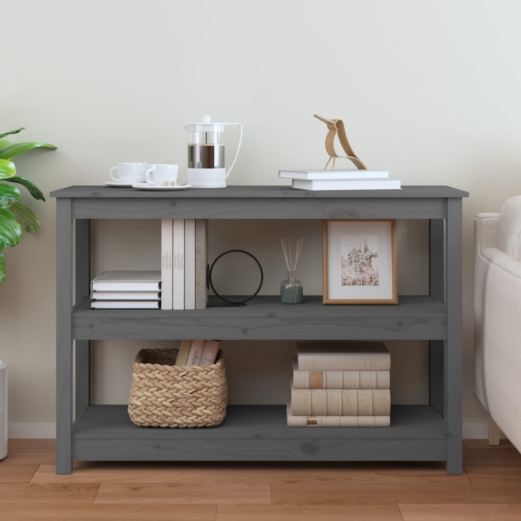 Konsolipöytä harmaa 110x40x74 cm täysi mänty - Sisustajankoti.fi
