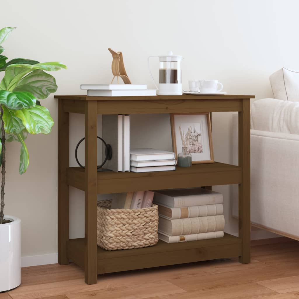 Konsolipöytä hunajanruskea 80x40x74 cm täysi mänty - Sisustajankoti.fi