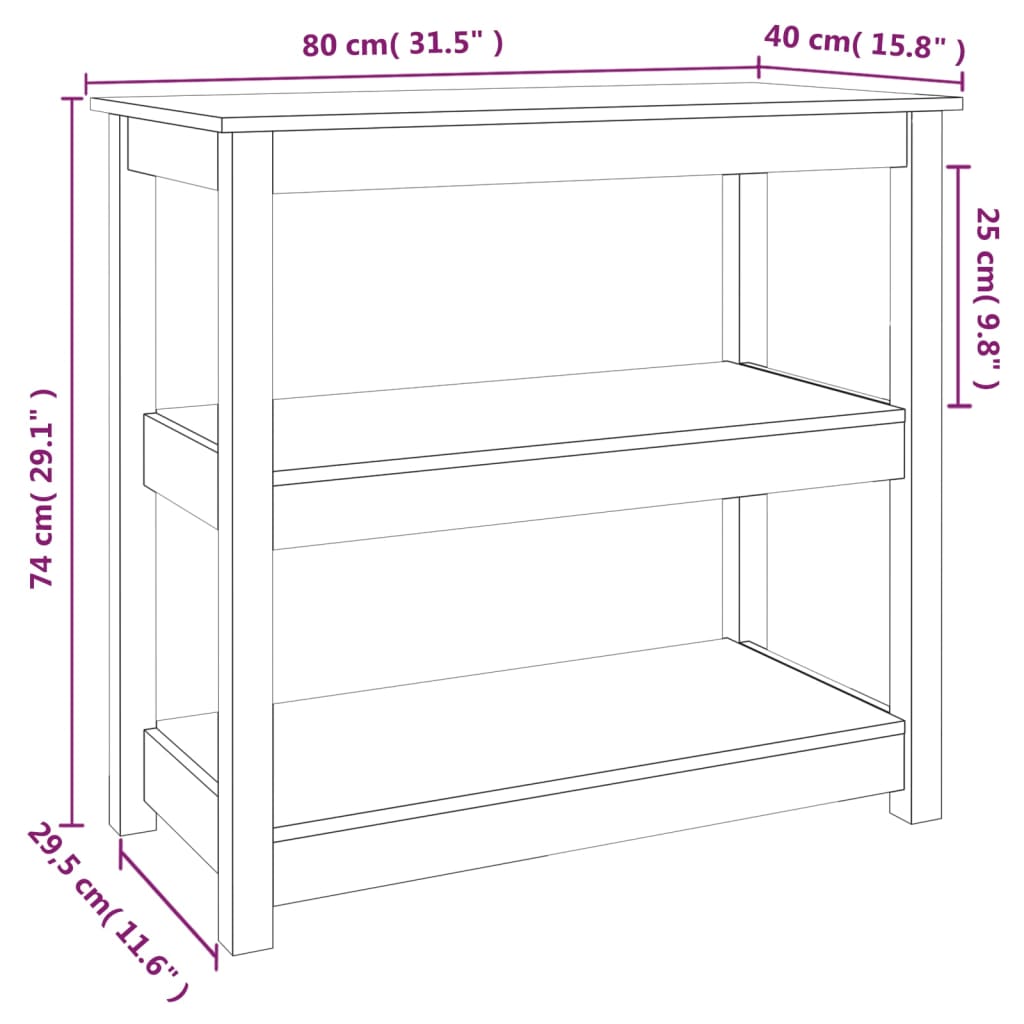 Konsolipöytä musta 80x40x74 cm täysi mänty - Sisustajankoti.fi
