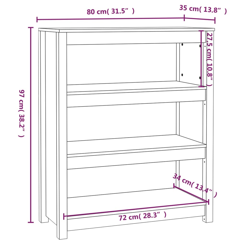 Kirjahylly 80x35x97 cm täysi mänty - Sisustajankoti.fi