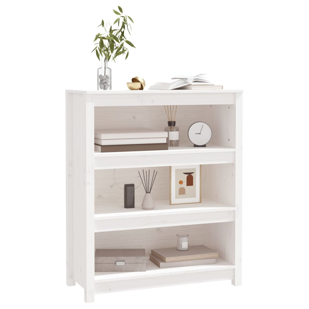 Kirjahylly valkoinen 80x35x97 cm täysi mänty - Sisustajankoti.fi