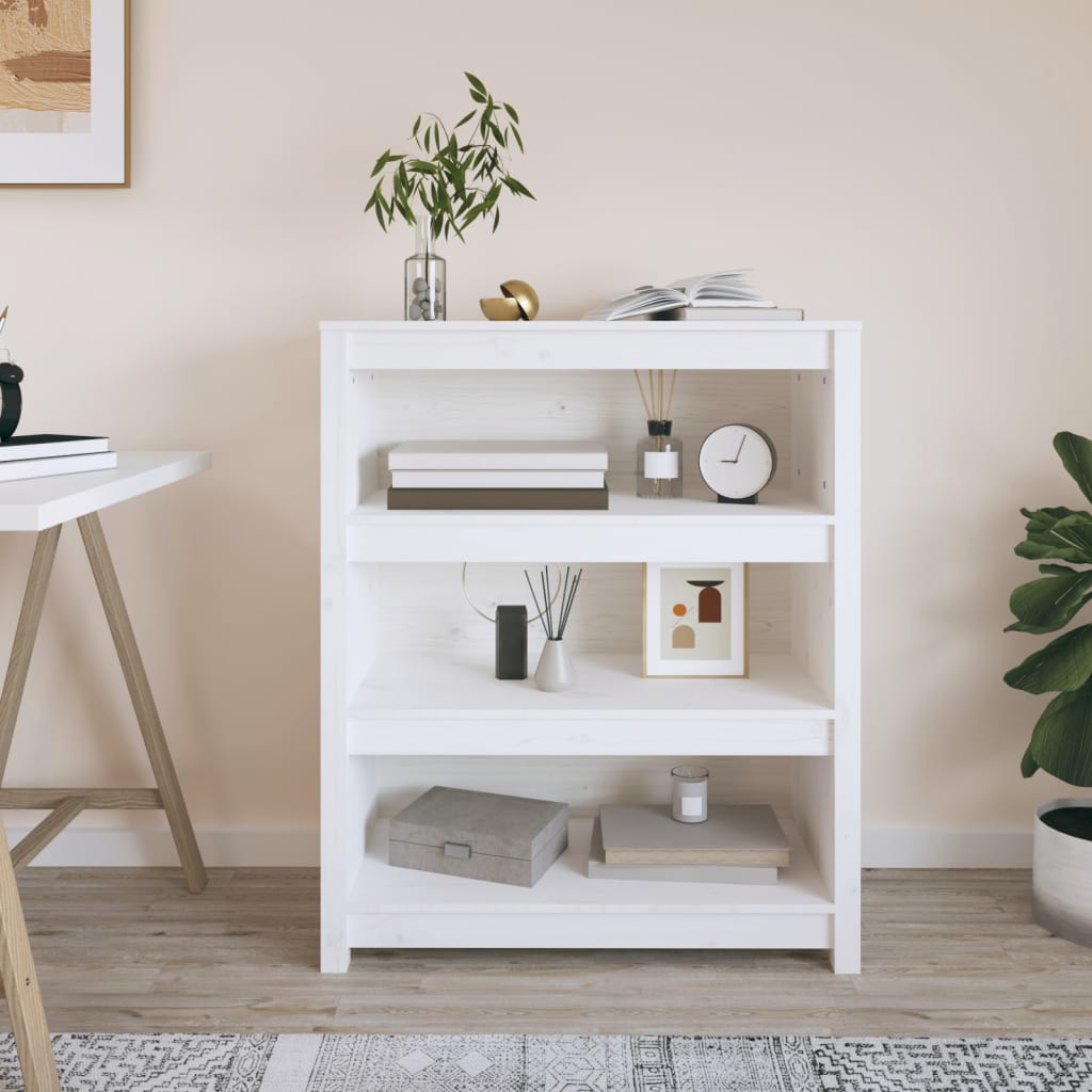 Kirjahylly valkoinen 80x35x97 cm täysi mänty - Sisustajankoti.fi