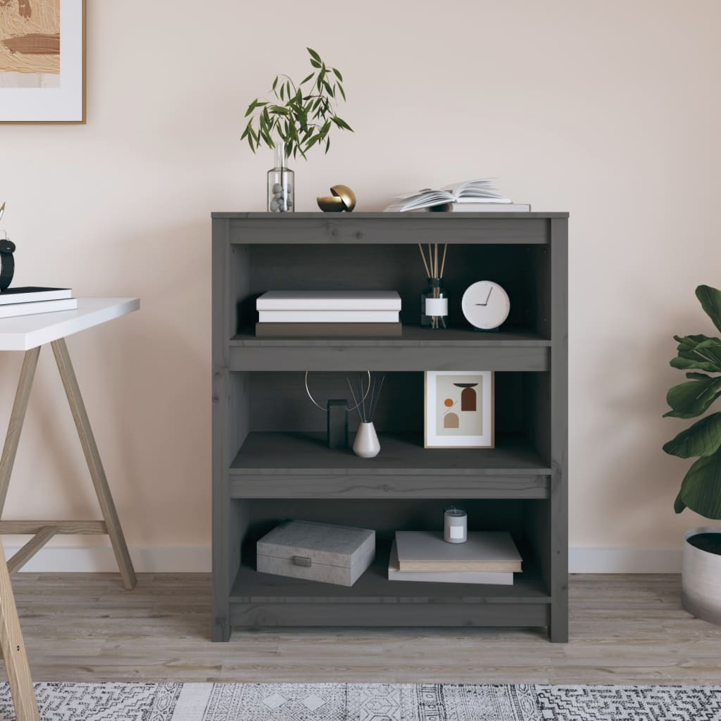 Kirjahylly harmaa 80x35x97 cm täysi mänty - Sisustajankoti.fi