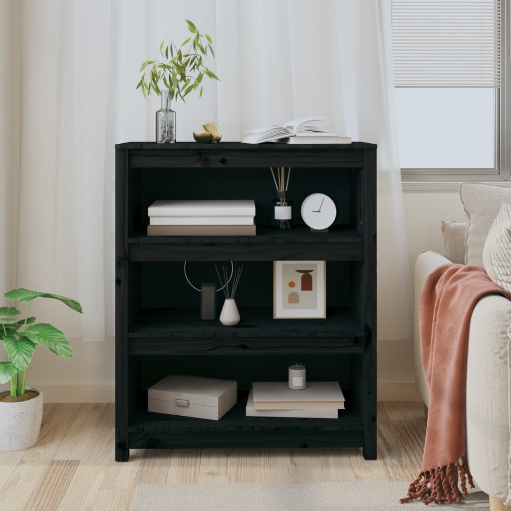 Kirjahylly musta 80x35x97 cm täysi mänty - Sisustajankoti.fi