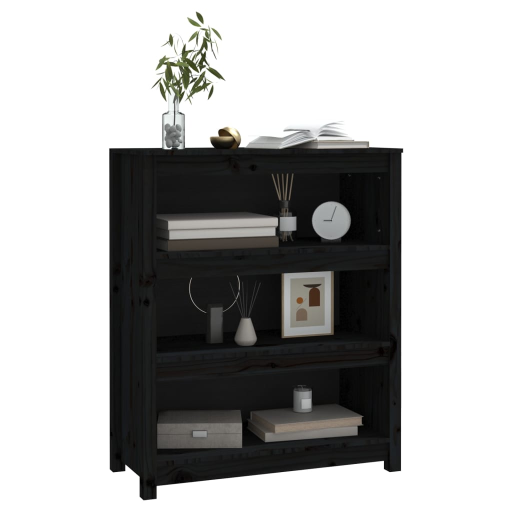 Kirjahylly musta 80x35x97 cm täysi mänty - Sisustajankoti.fi