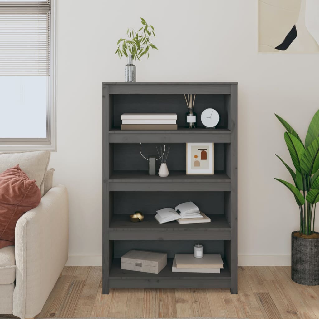 Kirjahylly harmaa 80x35x126 cm täysi mänty - Sisustajankoti.fi