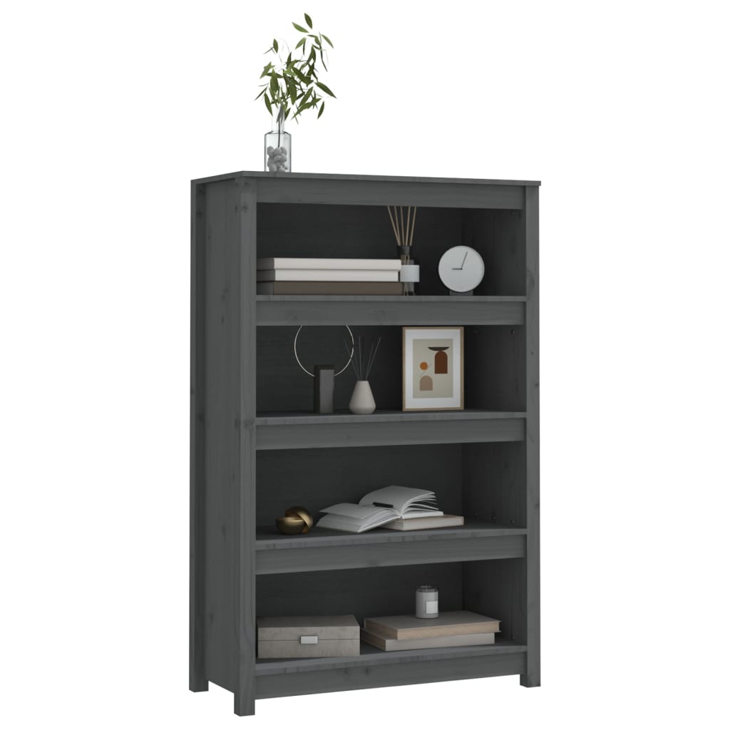 Kirjahylly harmaa 80x35x126 cm täysi mänty - Sisustajankoti.fi