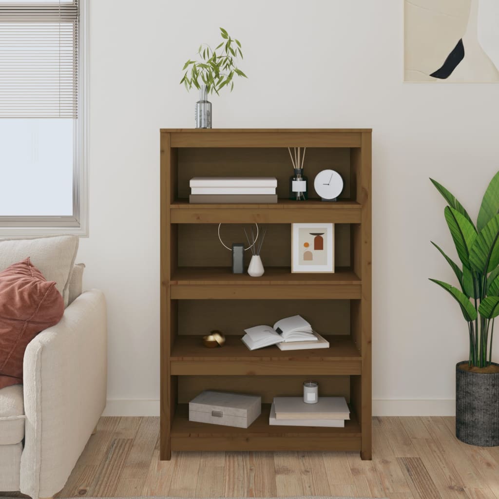 Kirjahylly hunajanruskea 80x35x126 cm täysi mänty - Sisustajankoti.fi