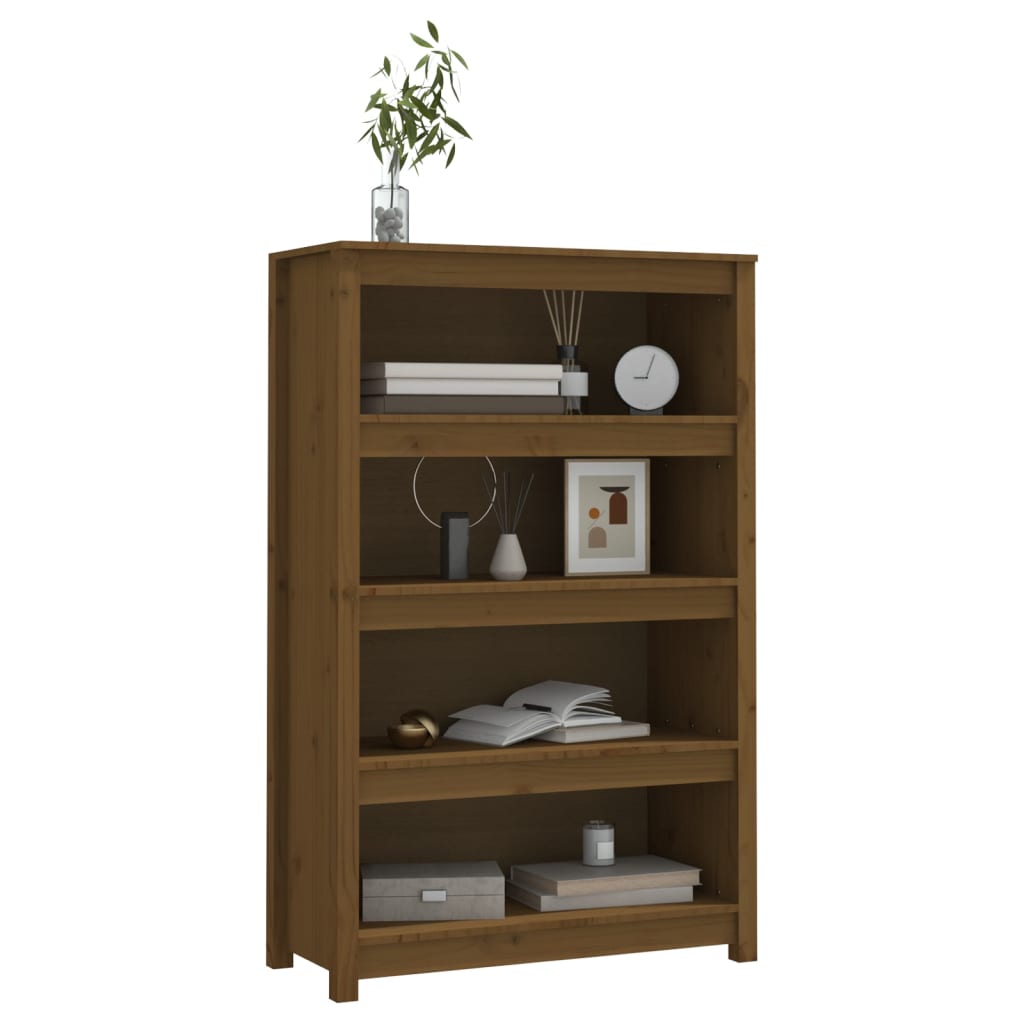 Kirjahylly hunajanruskea 80x35x126 cm täysi mänty - Sisustajankoti.fi