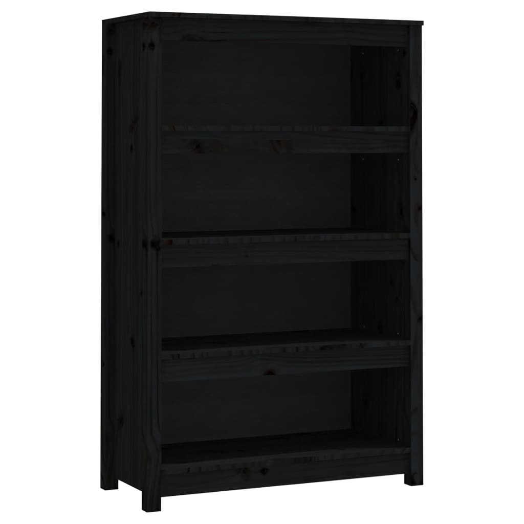 Kirjahylly musta 80x35x126 cm täysi mänty - Sisustajankoti.fi