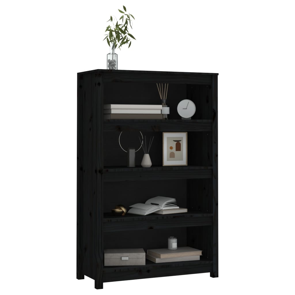 Kirjahylly musta 80x35x126 cm täysi mänty - Sisustajankoti.fi