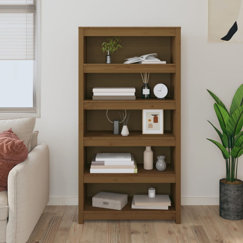 Kirjahylly hunajanruskea 80x35x154 cm täysi mänty - Sisustajankoti.fi