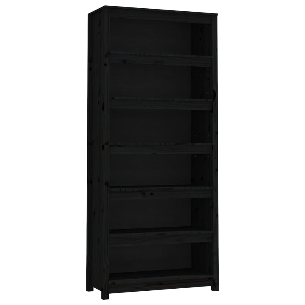 Kirjahylly musta 80x35x183 cm täysi mänty - Sisustajankoti.fi