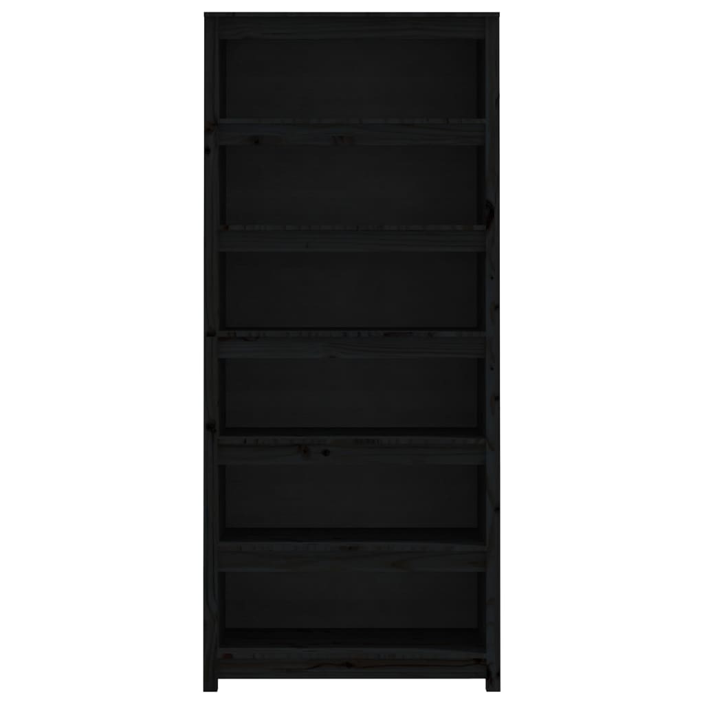 Kirjahylly musta 80x35x183 cm täysi mänty - Sisustajankoti.fi