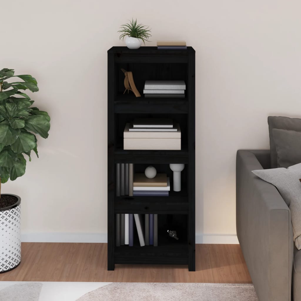 Kirjahylly musta 50x35x125,5 cm täysi mänty - Sisustajankoti.fi
