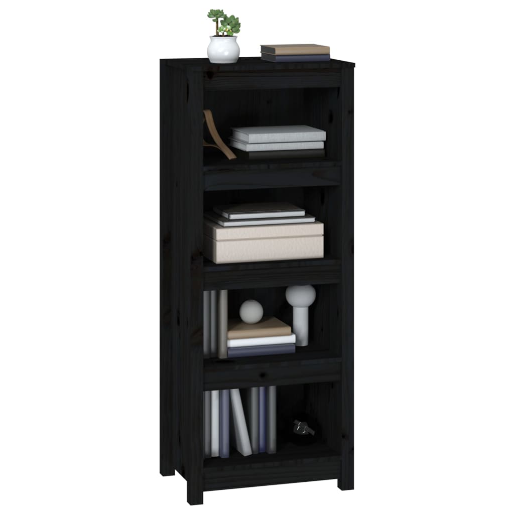 Kirjahylly musta 50x35x125,5 cm täysi mänty - Sisustajankoti.fi