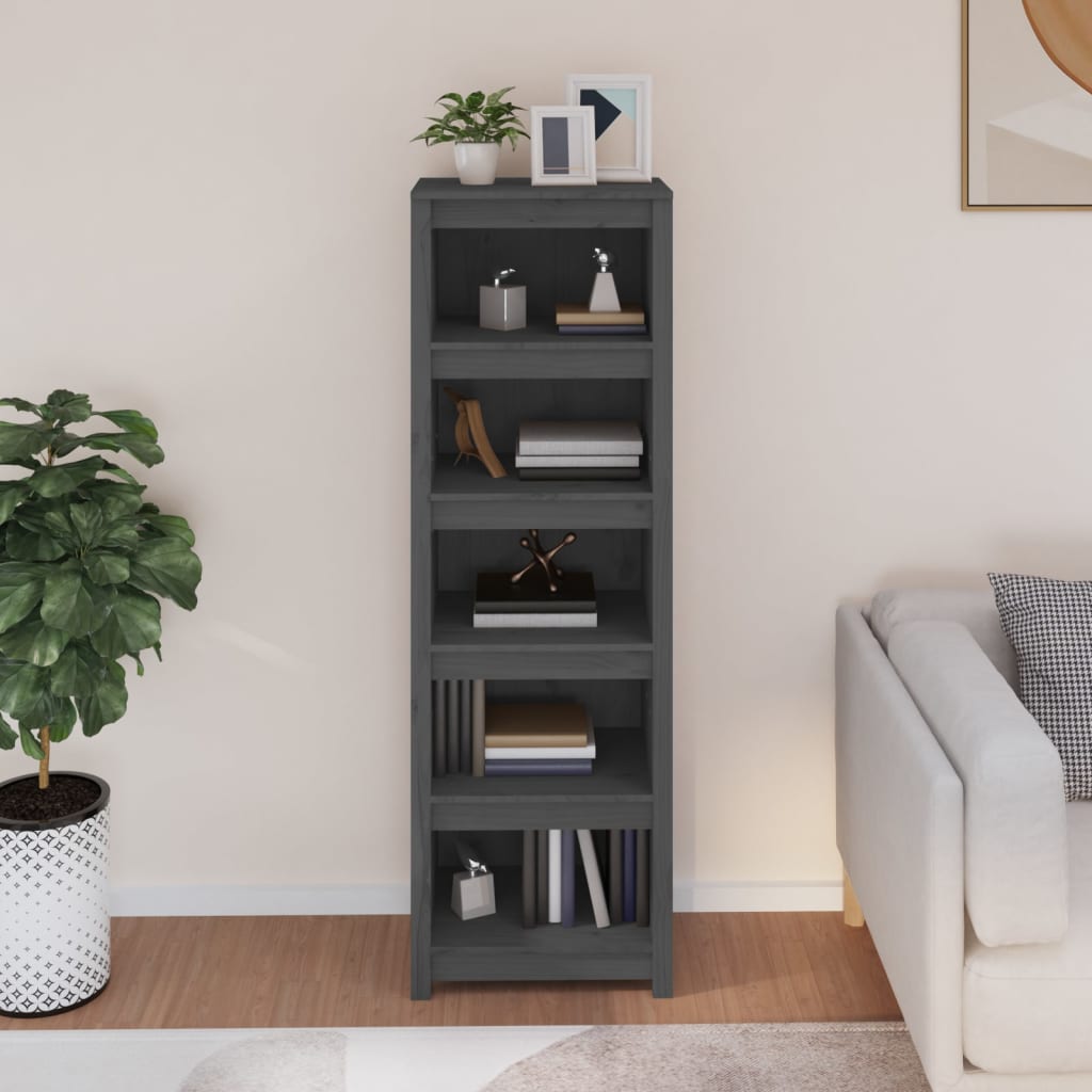 Kirjahylly harmaa 50x35x154 cm täysi mänty - Sisustajankoti.fi