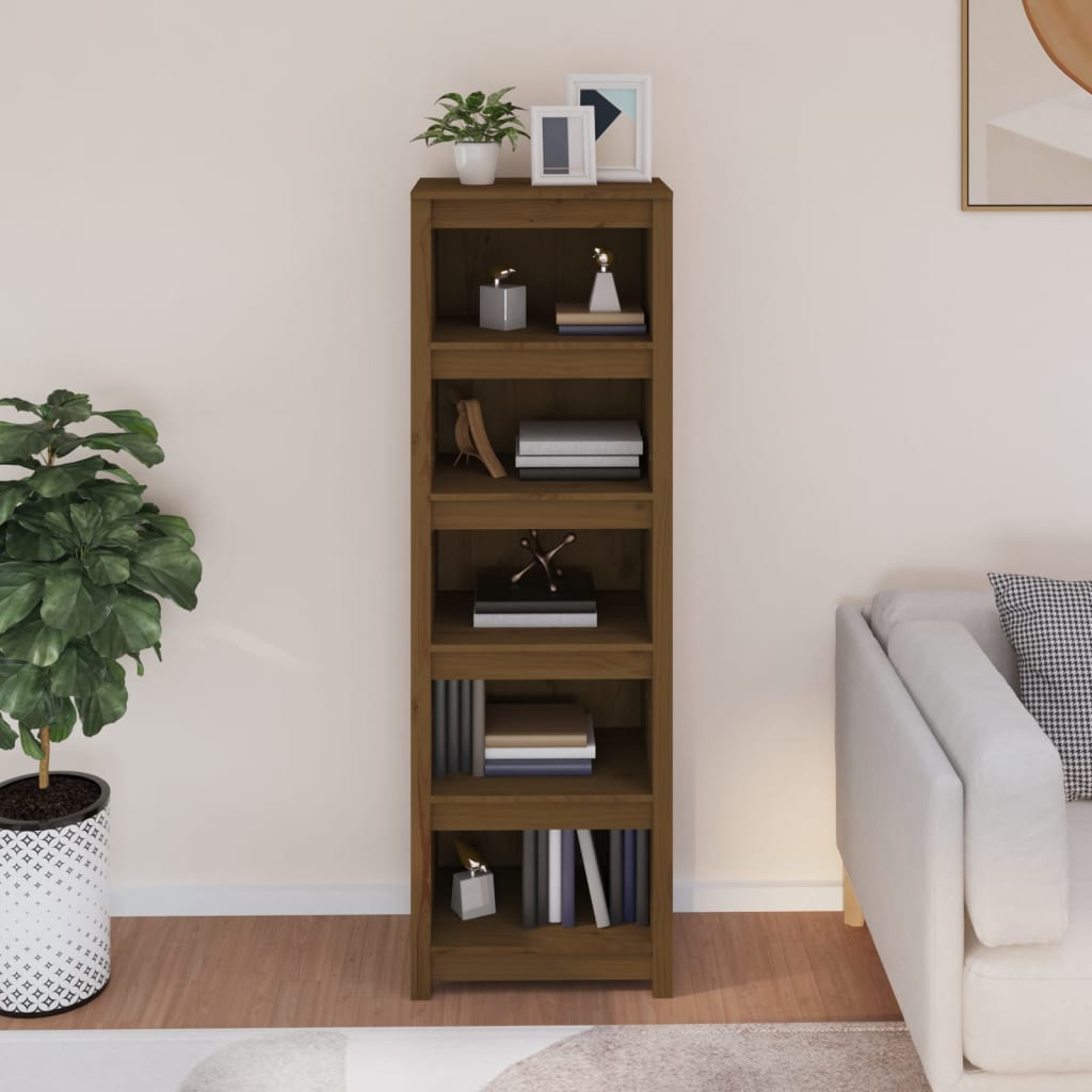 Kirjahylly hunajanruskea 50x35x154 cm täysi mänty - Sisustajankoti.fi