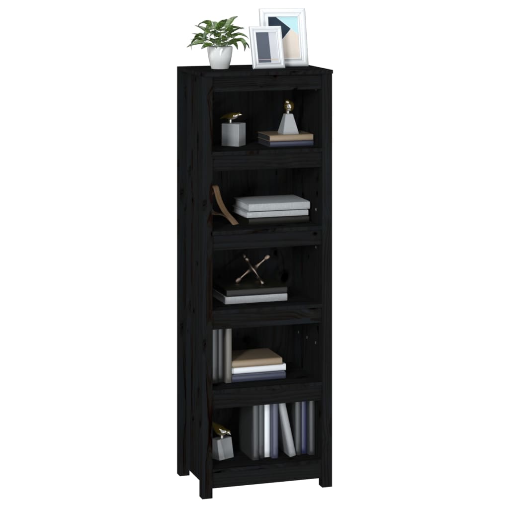 Kirjahylly musta 50x35x154 cm täysi mänty - Sisustajankoti.fi