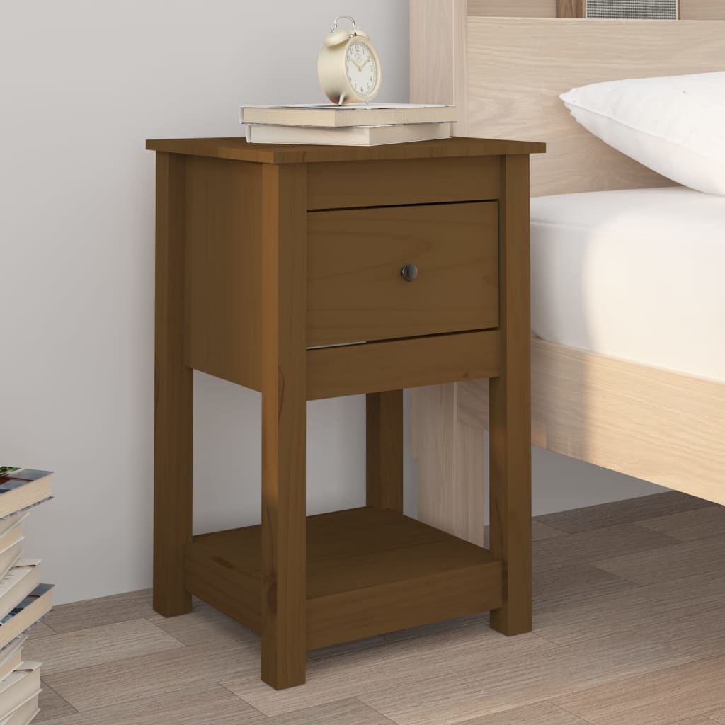 Yöpöydät 2 kpl hunajanruskea 40x35x61,5 cm täysi mänty - Sisustajankoti.fi