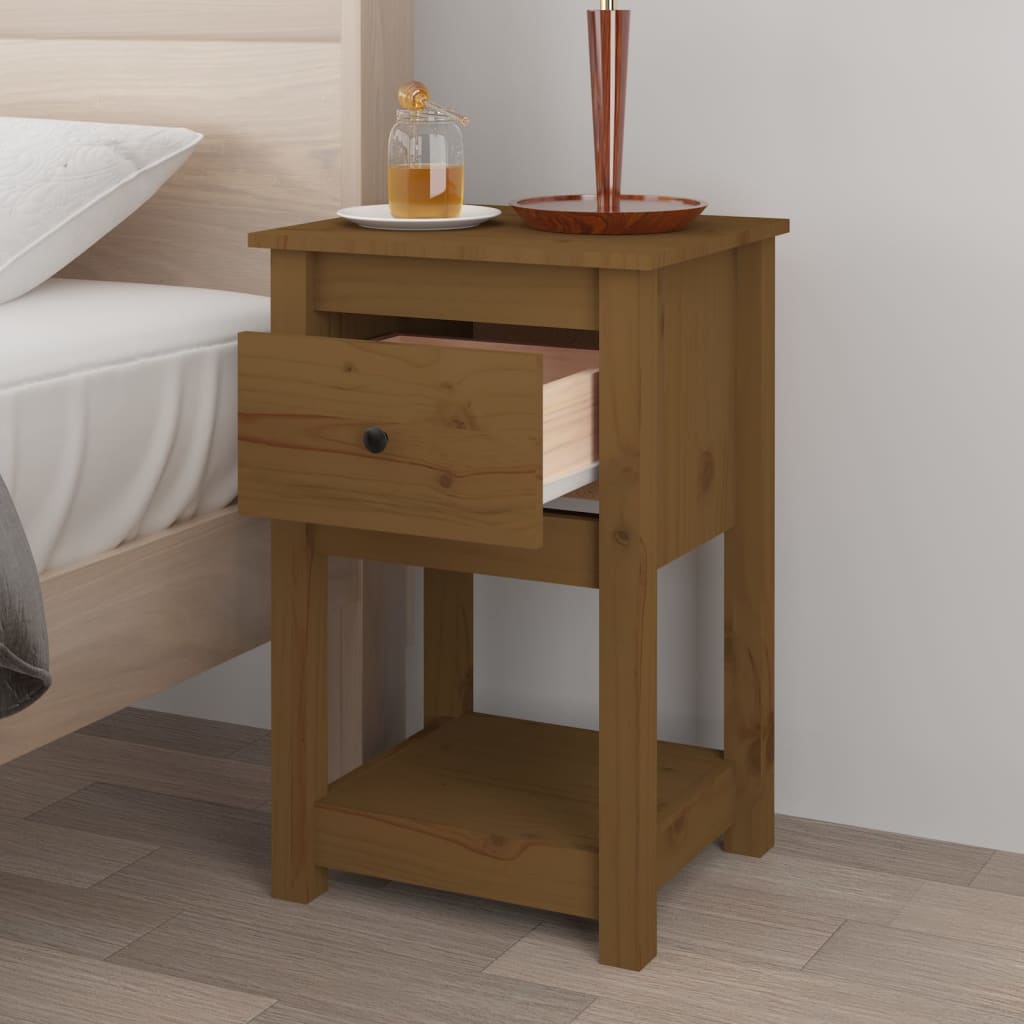 Yöpöydät 2 kpl hunajanruskea 40x35x61,5 cm täysi mänty - Sisustajankoti.fi