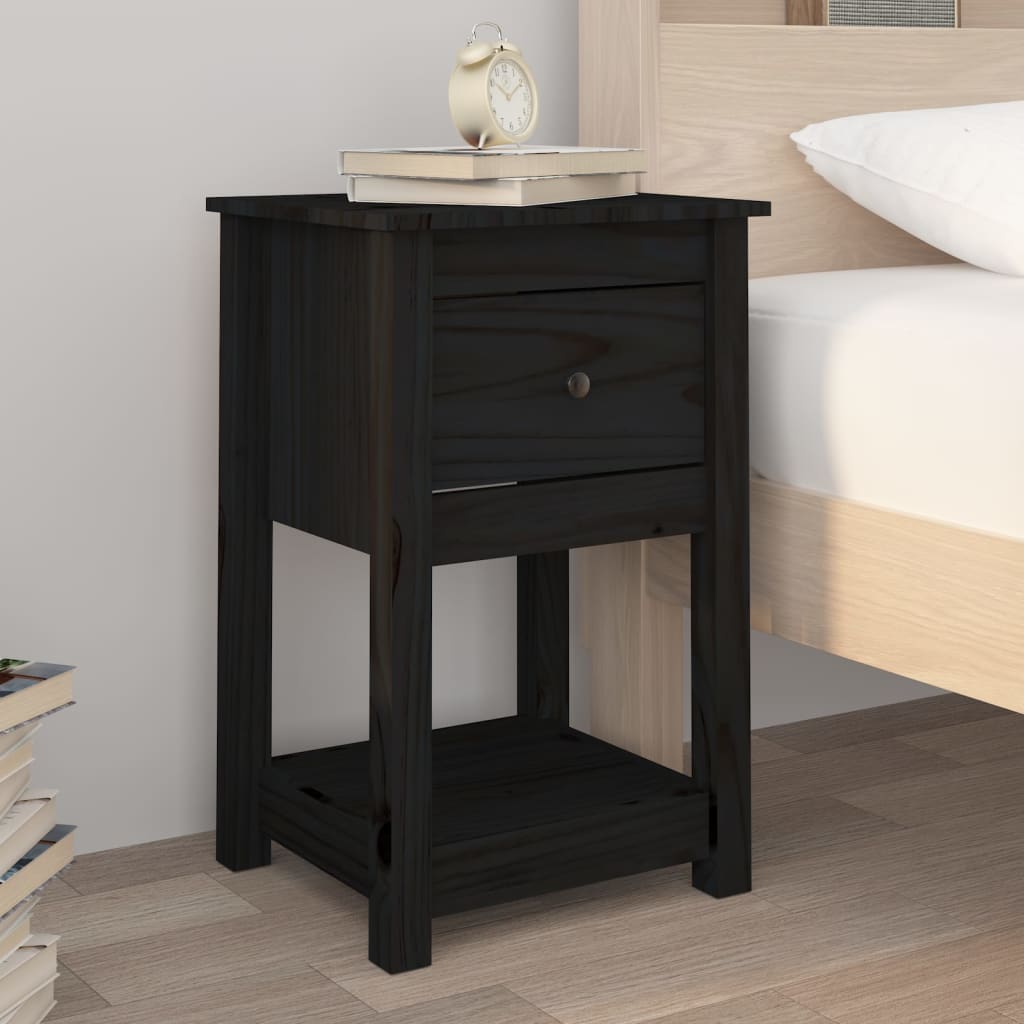 Yöpöydät 2 kpl musta 40x35x61,5 cm täysi mänty - Sisustajankoti.fi