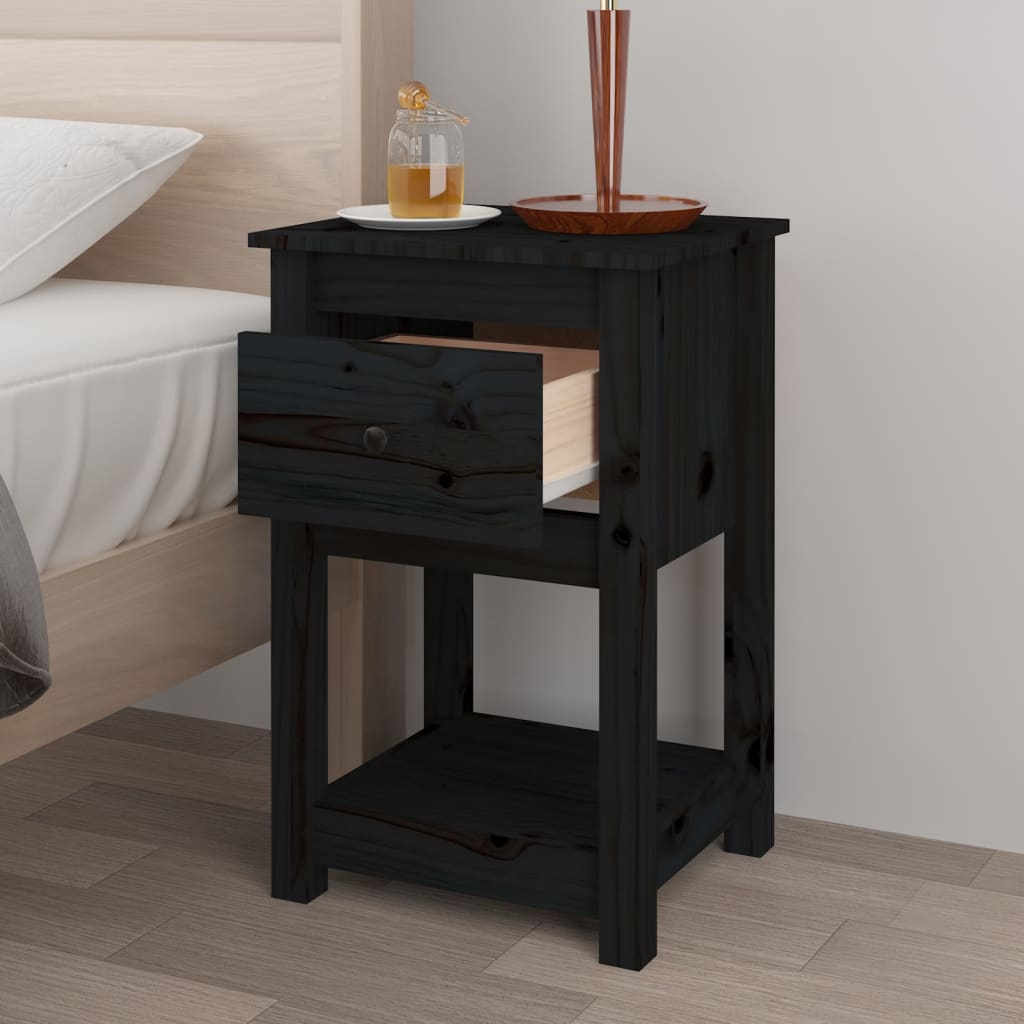Yöpöydät 2 kpl musta 40x35x61,5 cm täysi mänty - Sisustajankoti.fi