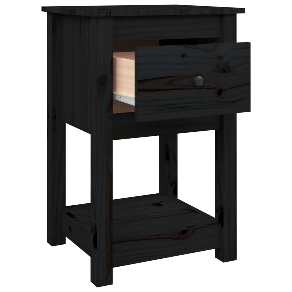 Yöpöydät 2 kpl musta 40x35x61,5 cm täysi mänty - Sisustajankoti.fi