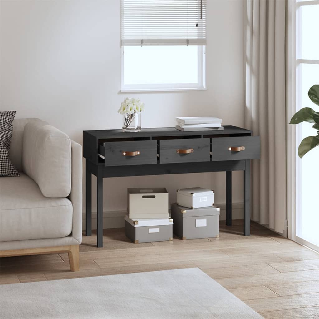 Konsolipöytä harmaa 114x40x75 cm täysi mänty - Sisustajankoti.fi