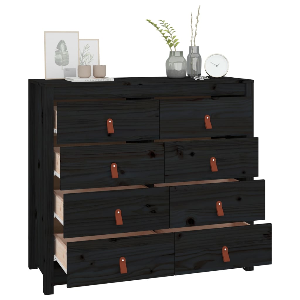 Senkki musta 100x40x90 cm täysi mänty - Sisustajankoti.fi
