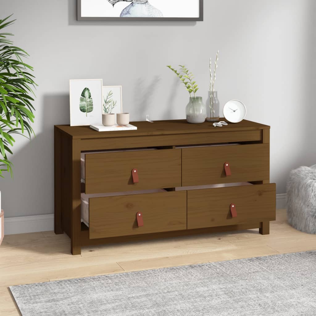 TV-taso hunajanruskea 100x40x54 cm täysi mänty - Sisustajankoti.fi