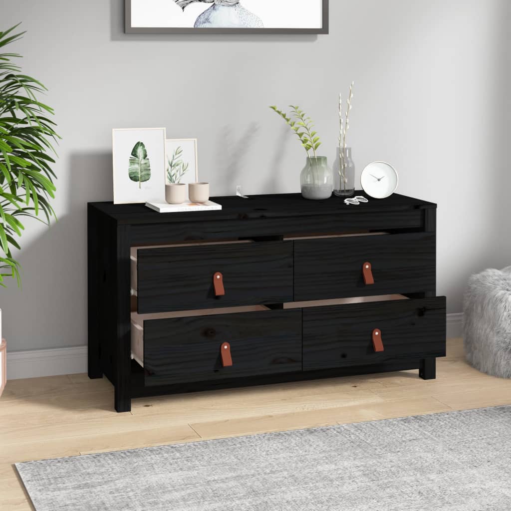 Senkki musta 100x40x54 cm täysi mänty - Sisustajankoti.fi