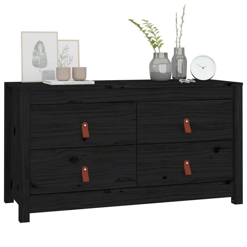 Senkki musta 100x40x54 cm täysi mänty - Sisustajankoti.fi