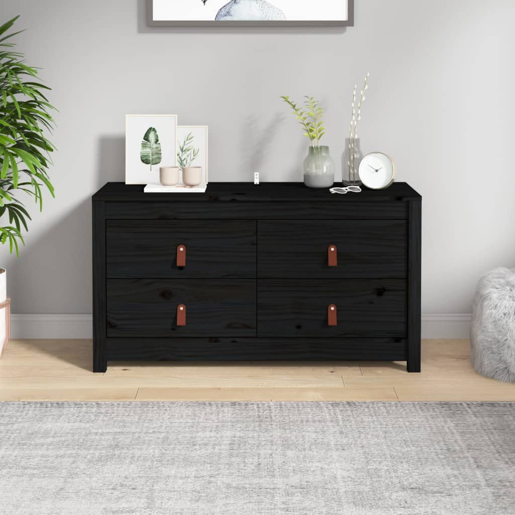 Senkki musta 100x40x54 cm täysi mänty - Sisustajankoti.fi