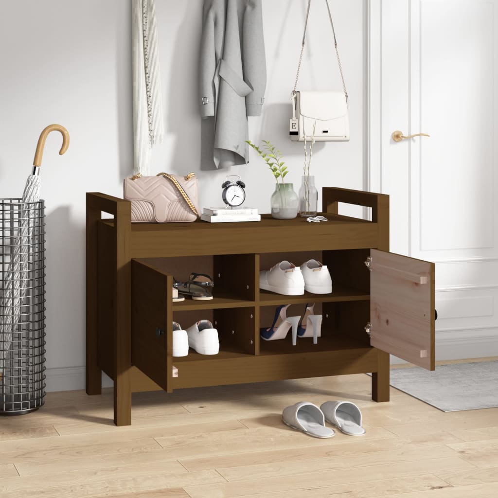 Eteisen penkki hunajanruskea 80x40x60 cm täysi mänty - Sisustajankoti.fi